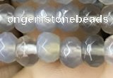 CRB5112 15.5 inches 4*6mm faceted rondelle grey agate beads