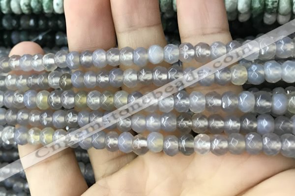 CRB5112 15.5 inches 4*6mm faceted rondelle grey agate beads