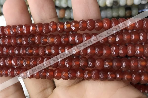 CRB5114 15.5 inches 4*6mm faceted rondelle red agate beads