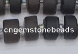 CRB514 15.5 inches 6*12mm tyre matte ice black obsidian beads