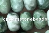 CRB5157 15.5 inches 5*8mm faceted rondelle green spot stone beads