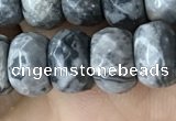 CRB5160 15.5 inches 5*8mm faceted rondelle grey picture jasper beads