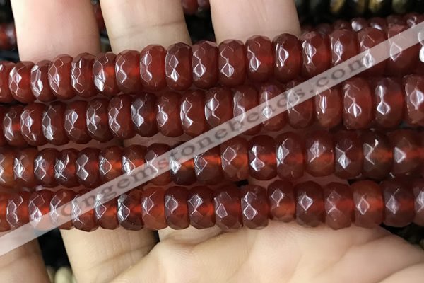 CRB5162 15.5 inches 5*8mm faceted rondelle red agate beads