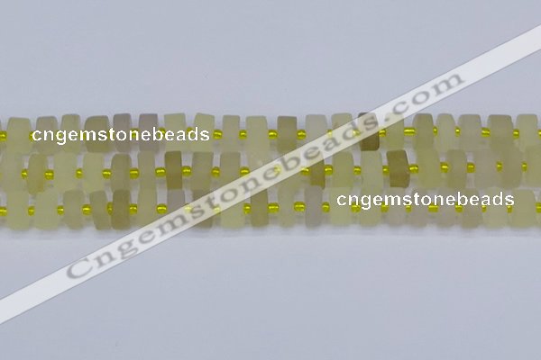 CRB519 15.5 inches 6*10mm tyre matte lemon quartz beads