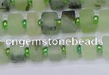 CRB524 15.5 inches 5*8mm tyre matte green rutilated quartz beads