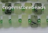 CRB525 15.5 inches 6*10mm tyre matte green rutilated quartz beads