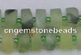 CRB526 15.5 inches 6*12mm tyre matte green rutilated quartz beads