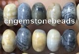 CRB5308 15.5 inches 4*6mm rondelle black picasso jasper beads