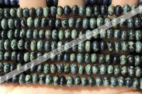 CRB5310 15.5 inches 4*6mm rondelle green picture jasper beads