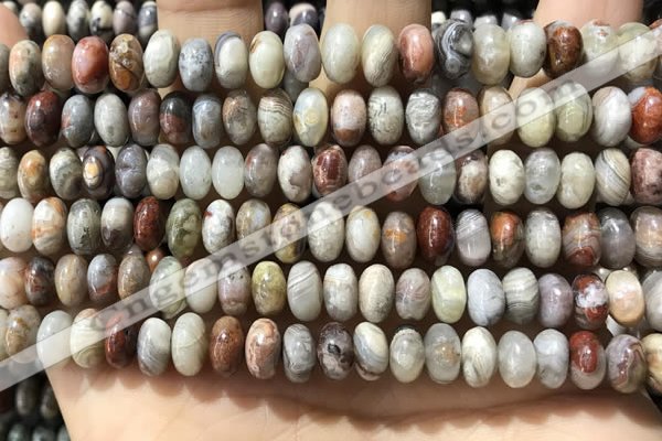 CRB5337 15.5 inches 5*8mm rondelle Mexican crazy lace agate beads