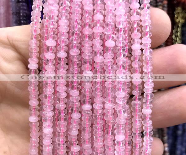 CRB5401 15 inches 2.5*4mm rondelle rose quartz beads wholesale
