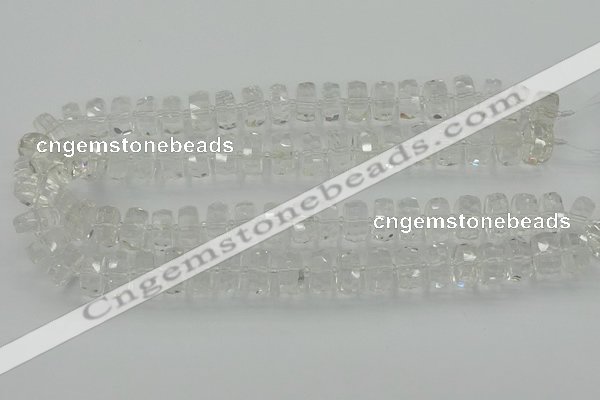 CRB549 15.5 inches 6*10mm faceted rondelle white crystal beads