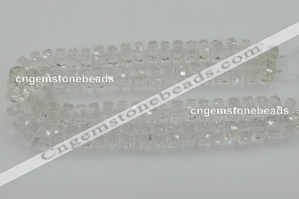 CRB550 15.5 inches 7*12mm faceted rondelle white crystal beads