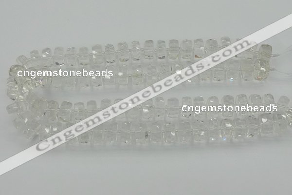 CRB551 15.5 inches 8*14mm faceted rondelle white crystal beads