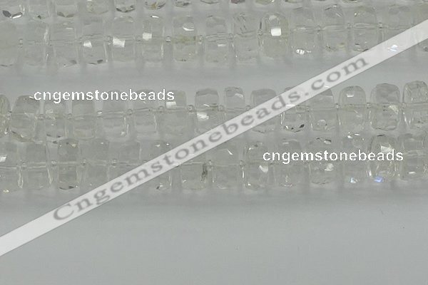 CRB553 15.5 inches 8*18mm faceted rondelle white crystal beads
