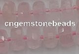 CRB557 15.5 inches 6*10mm faceted rondelle rose quartz beads