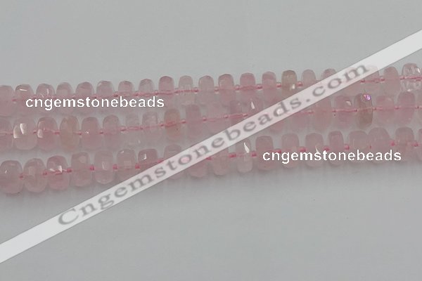 CRB557 15.5 inches 6*10mm faceted rondelle rose quartz beads