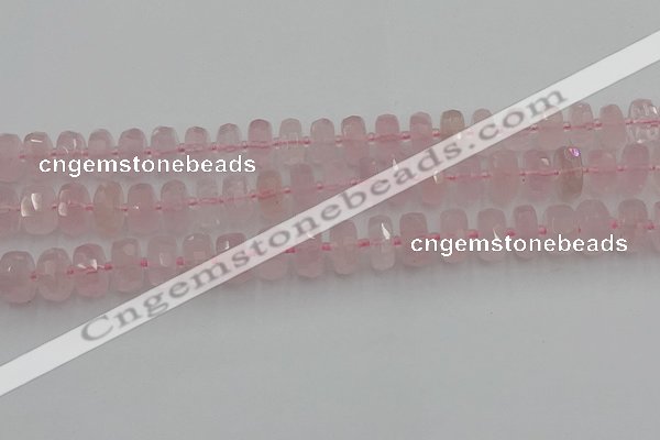 CRB558 15.5 inches 7*12mm faceted rondelle rose quartz beads