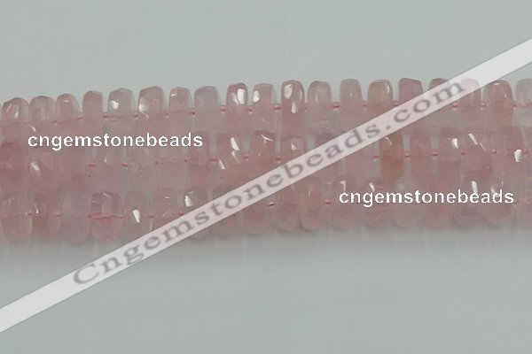 CRB560 15.5 inches 8*16mm faceted rondelle rose quartz beads