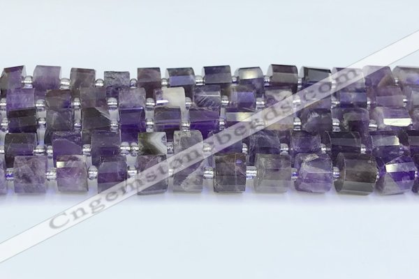 CRB5603 15.5 inches 7mm - 8mm faceted tyre amethyst beads