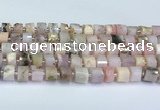 CRB5607 15.5 inches 7mm - 8mm faceted tyre pink opal beads