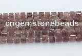 CRB5610 15.5 inches 7mm - 8mm faceted tyre strawberry quartz beads