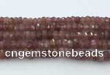 CRB5623 15.5 inches 6*10mm faceted rondelle strawberry quartz beads