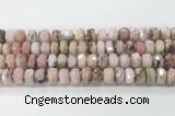 CRB5659 15.5 inches 7*11mm-9*13mm faceted rondelle pink opal beads wholesale