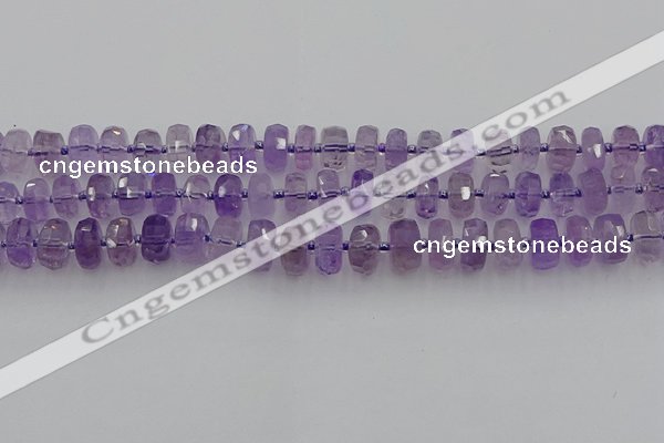 CRB566 15.5 inches 7*12mm faceted rondelle amethyst beads