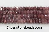 CRB5660 15.5 inches 7*11mm-9*13mm faceted rondelle strawberry quartzbeads wholesale