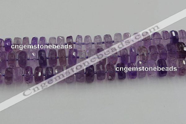 CRB568 15.5 inches 8*16mm faceted rondelle amethyst beads