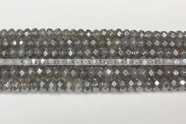 CRB5703 15 inches 5*8mm faceted rondelle AB-color grey agate beads