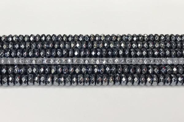 CRB5712 15 inches 5*8mm faceted rondelle AB-color black agate beads