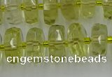 CRB573 15.5 inches 6*10mm faceted rondelle lemon quartz beads