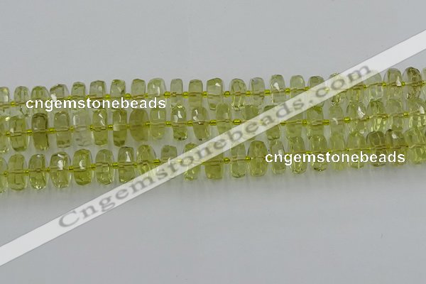 CRB573 15.5 inches 6*10mm faceted rondelle lemon quartz beads