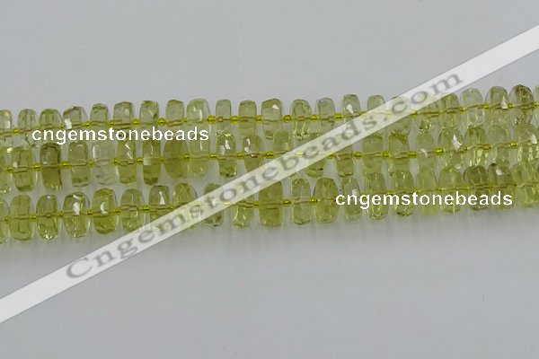 CRB574 15.5 inches 7*12mm faceted rondelle lemon quartz beads