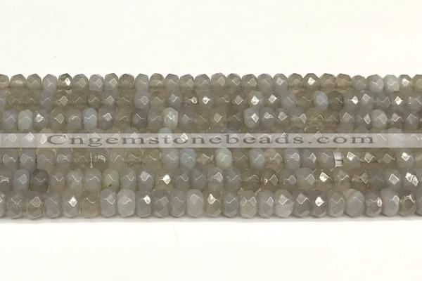 CRB5794 15 inches 4*6mm, 5*8mm faceted rondelle grey agate beads