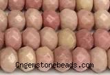 CRB5807 15 inches 4*6mm, 5*8mm faceted rondelle pink wooden jasper beads