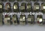 CRB597 15.5 inches 6*10mm faceted rondelle pyrite beads