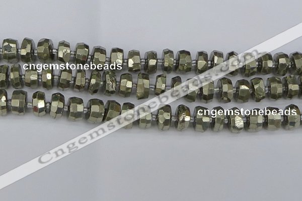 CRB598 15.5 inches 7*12mm faceted rondelle pyrite beads