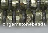 CRB599 15.5 inches 8*14mm faceted rondelle pyrite beads