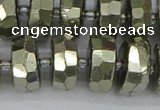 CRB600 15.5 inches 8*16mm faceted rondelle pyrite beads