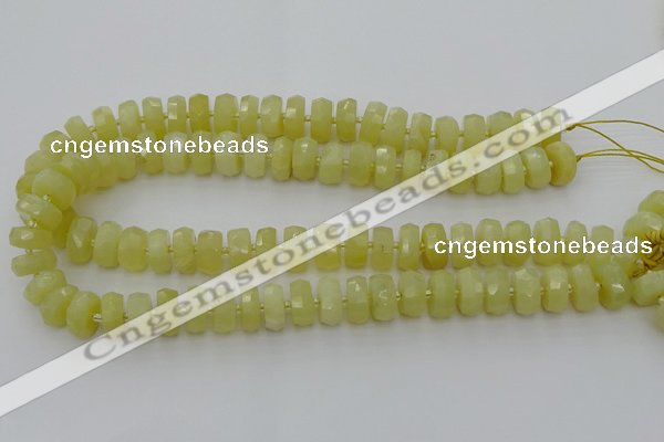 CRB606 15.5 inches 7*12mm faceted rondelle yellow opal beads