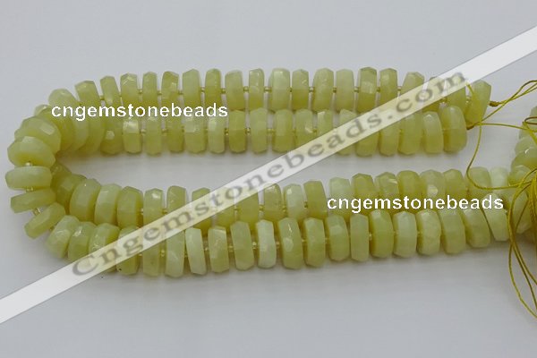 CRB609 15.5 inches 8*18mm faceted rondelle yellow opal beads