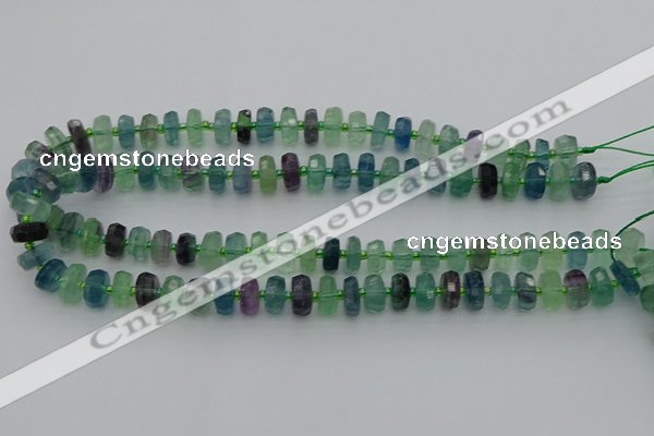 CRB614 15.5 inches 6*10mm faceted rondelle fluorite beads