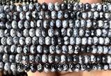 CRB6147 15 inches 4*6mm faceted rondelle snowflake obsidian beads
