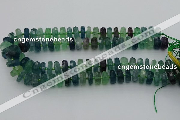 CRB617 15.5 inches 8*16mm faceted rondelle fluorite beads