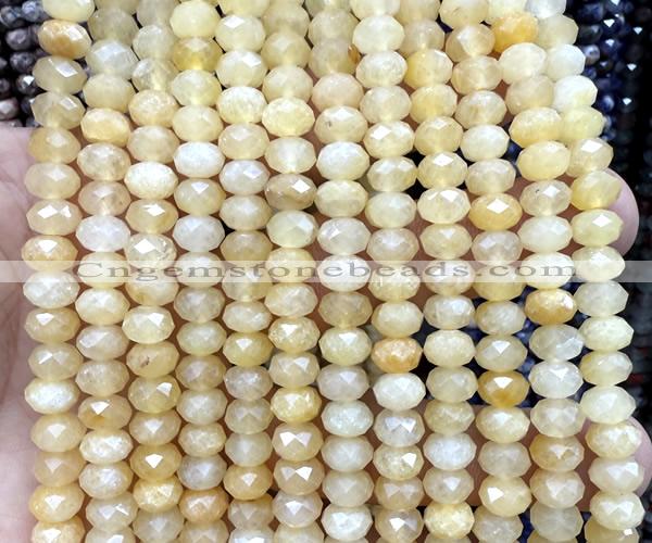 CRB6233 15 inches 5*8mm faceted rondelle yellow jade beads