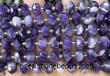 CRB6302 15 inches 6*10mm faceted rondelle dogtooth amethyst beads