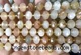 CRB6307 6*10mm faceted rondelle red rutilated quartz beads